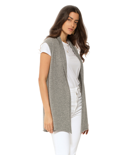 Monticelli Women's Pure Cashmere Sleeveless Cardigan Medium Grey 2