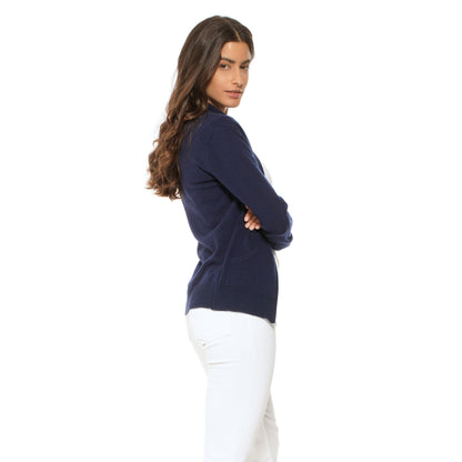 Oprah Daily - Women's Pure Cashmere Zip Cardigan Blue