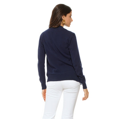 Oprah Daily - Women's Pure Cashmere Zip Cardigan Blue