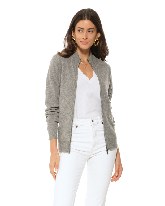 Monticelli Women's Cashmere Zip Cardigan Medium Grey 1