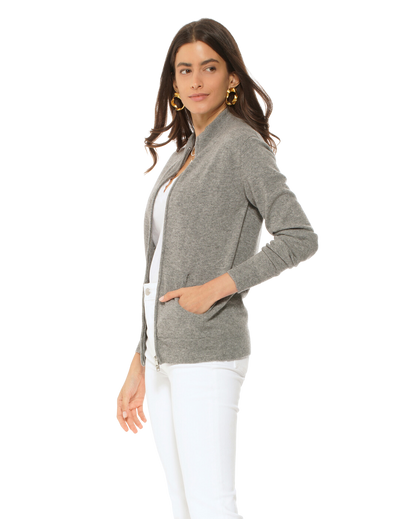 Monticelli Women's Cashmere Zip Cardigan Medium Grey  Made In Italy 3