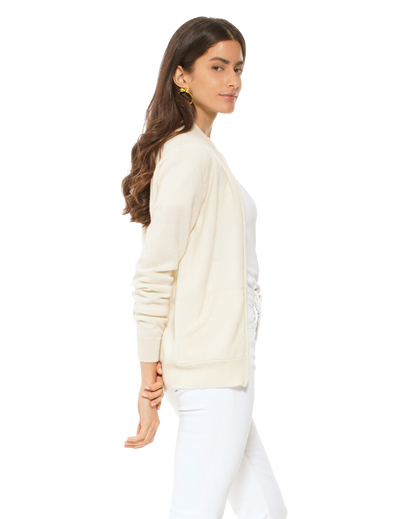 Monticelli Women's Cashmere Zip Cardigan Milk White 3