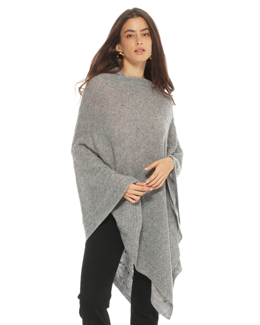 Pure Cashmere Cable Knit Poncho