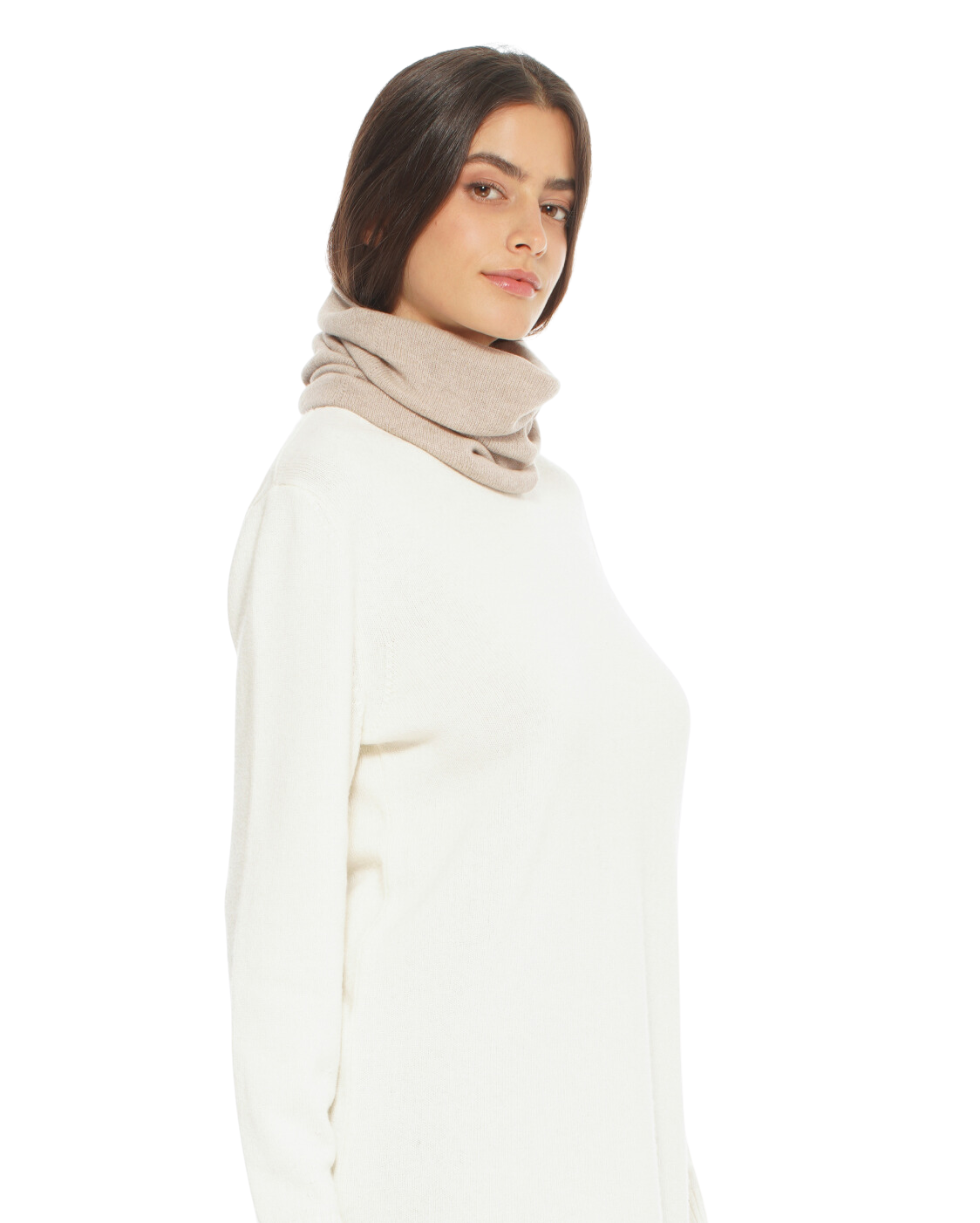 Monticelli Women's Pure Cashmere Collar Scarf Beige 2