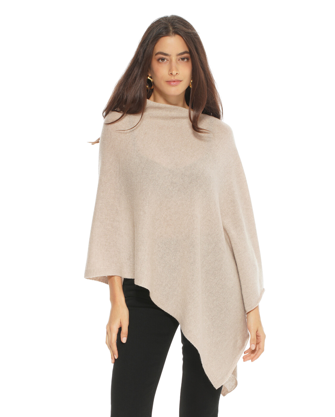 Monticelli Women's Essential Pure Cashmere Poncho Beige 1