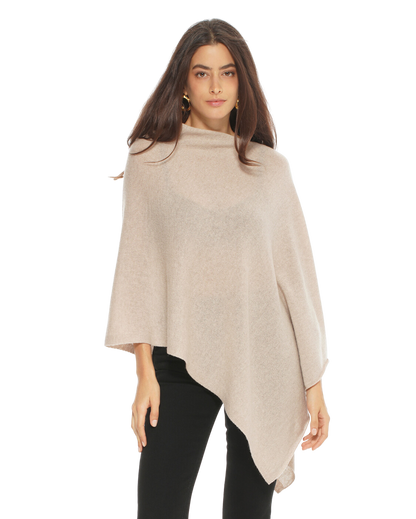 Monticelli Women's Essential Pure Cashmere Poncho Beige 1