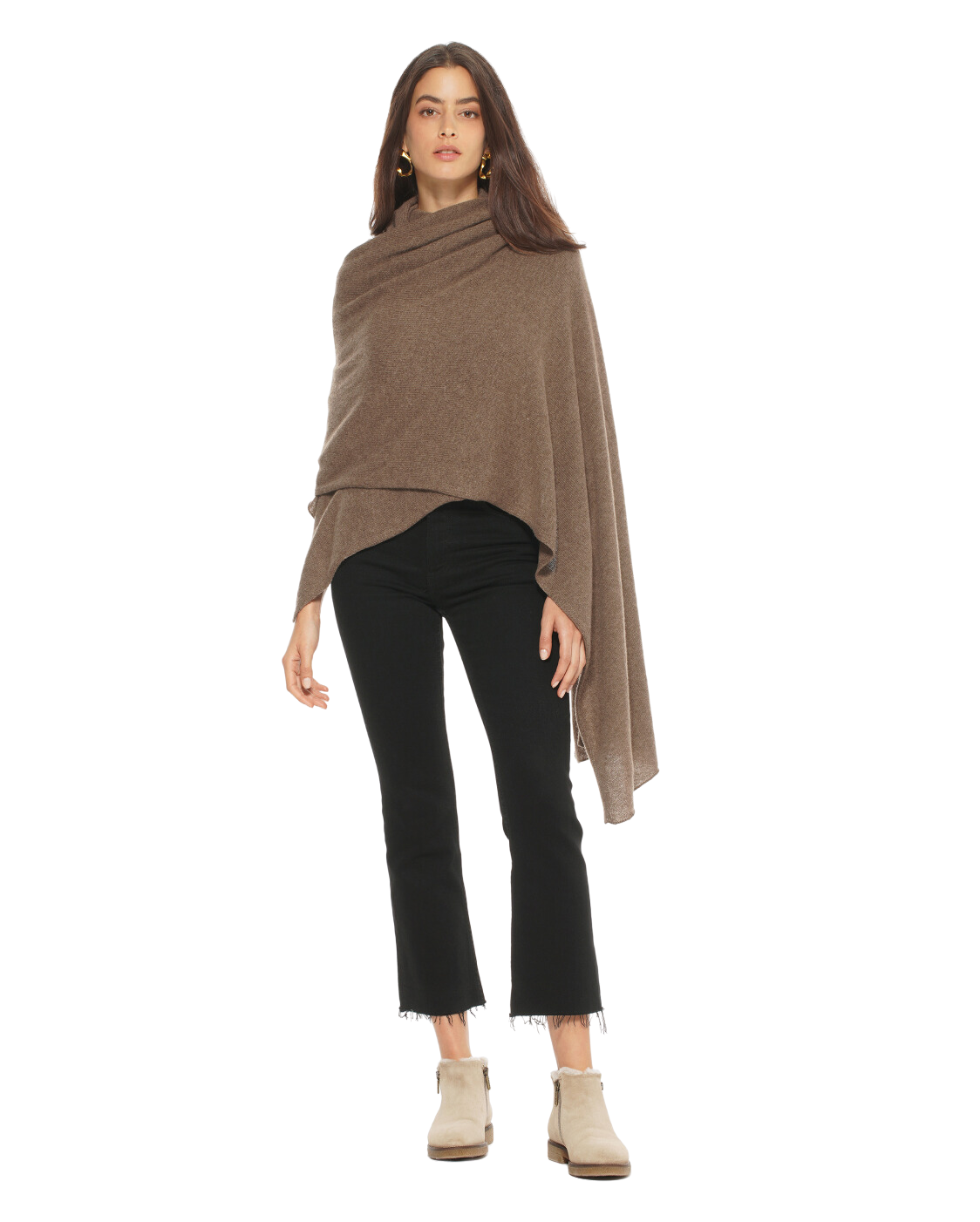 Monticelli Women's Pure Cashmere Wrap Brown  Made In Italy 2