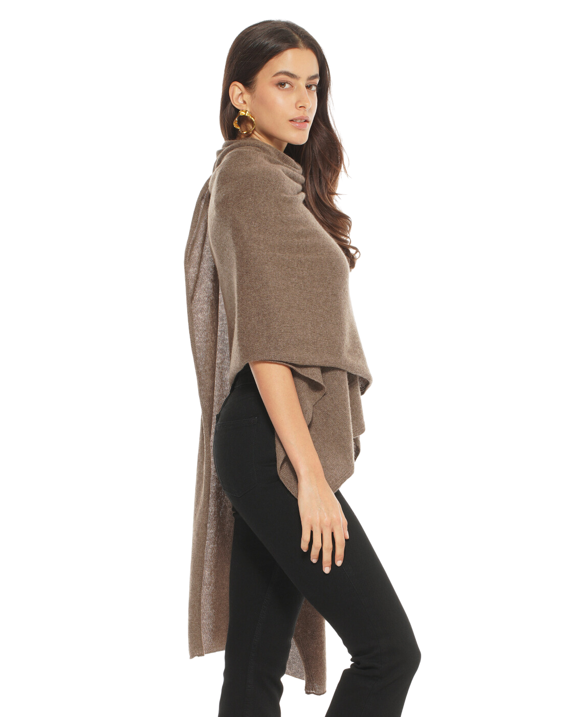 Monticelli Women's Pure Cashmere Wrap Brown  Made In Italy 4