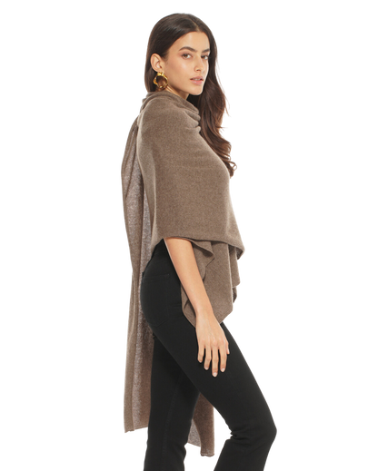 Monticelli Women's Pure Cashmere Wrap Brown  Made In Italy 4