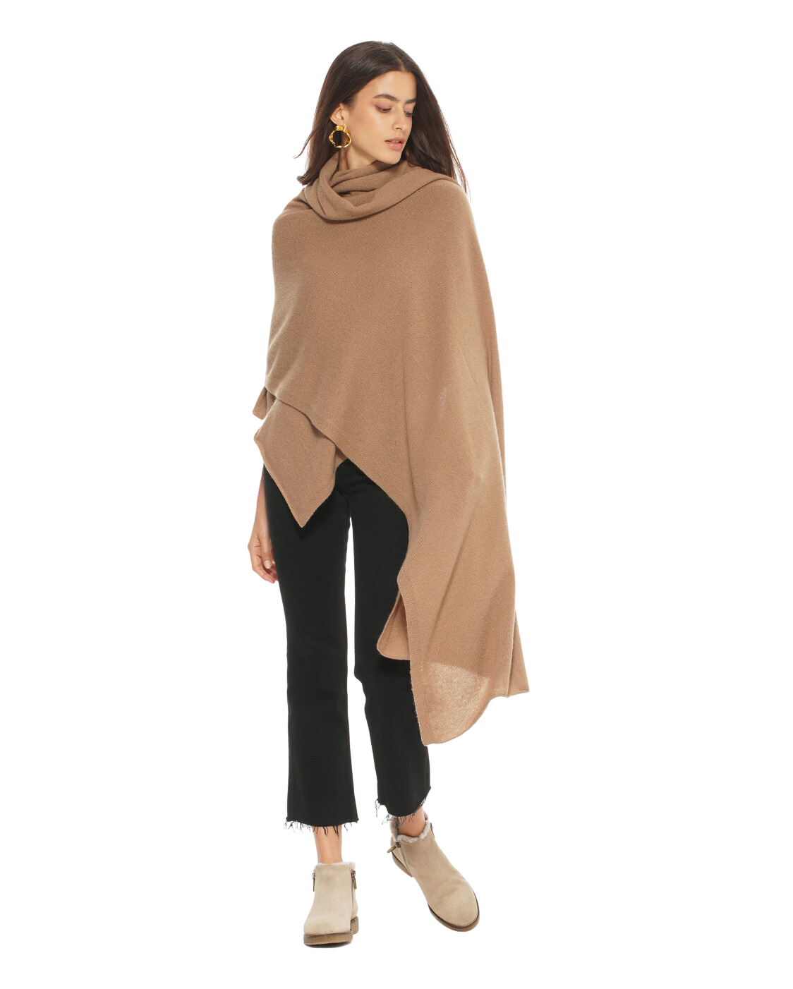 Monticelli Women's Pure Cashmere Wrap Camel 5