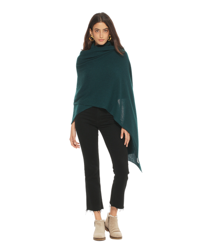 Women's Pure Cashmere Wrap, Green Color