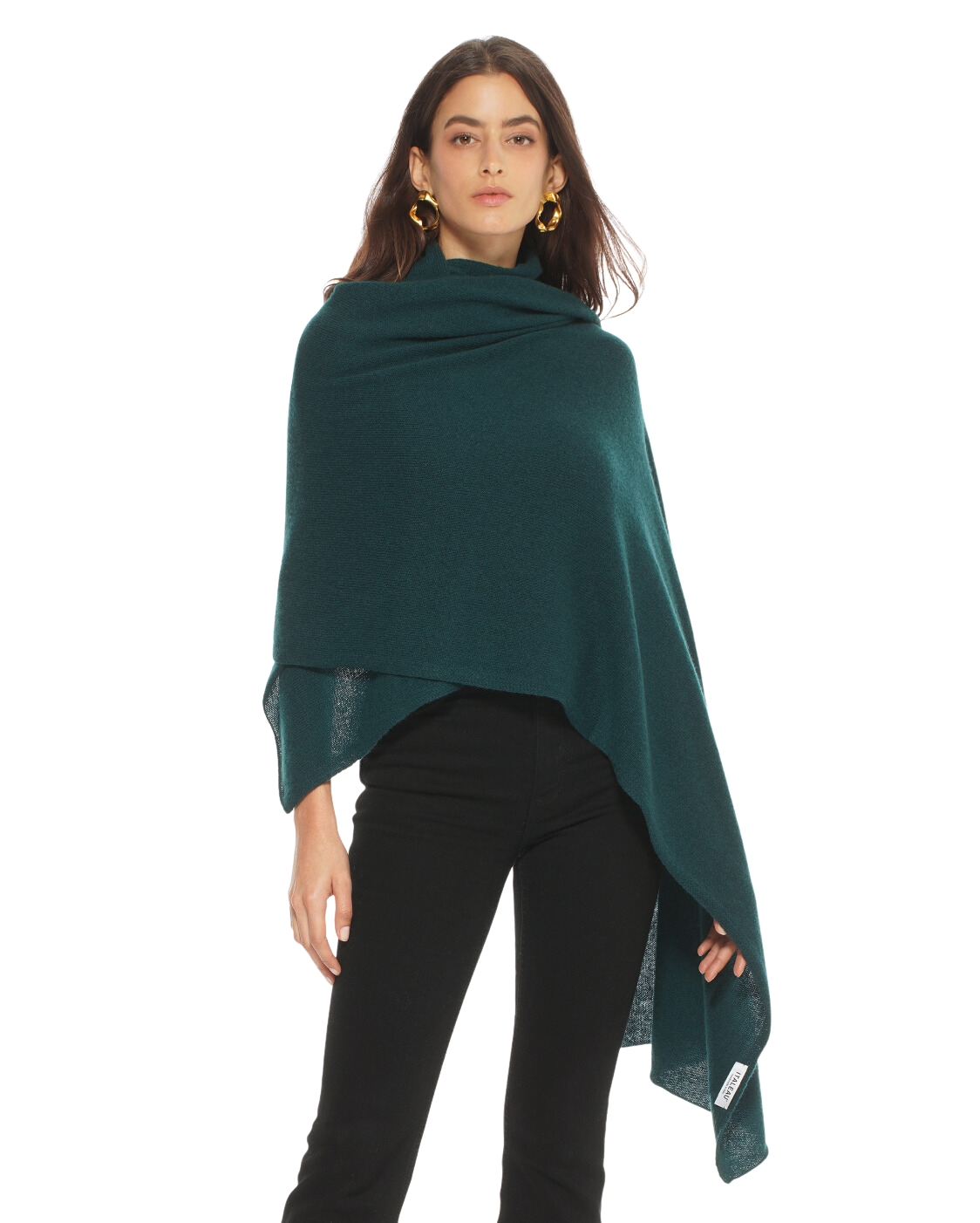 Women's Pure Cashmere Wrap, Green Color