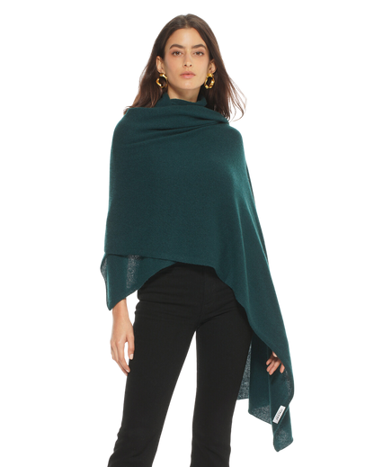 Women's Pure Cashmere Wrap, Green Color