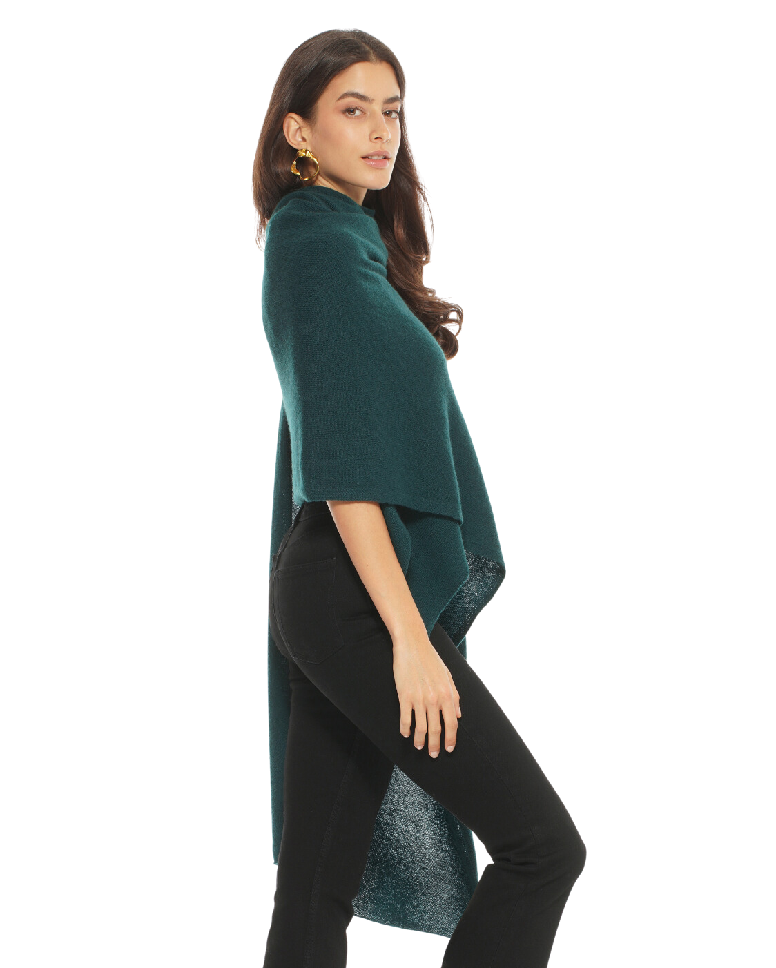 Women's Pure Cashmere Wrap, Green Color