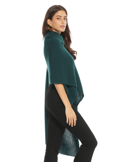 Women's Pure Cashmere Wrap, Green Color