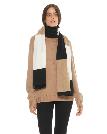 Monticelli Women's Cashmere Mondrian Scarf Black Combo 2