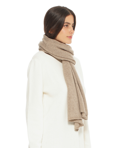 Monticelli Pure Cashmere Plain Knit Scarf Beige 2