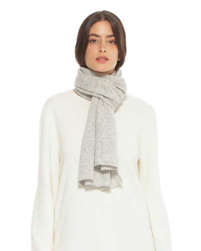 Monticelli Pure Cashmere Plain Knit Scarf Light Grey 1