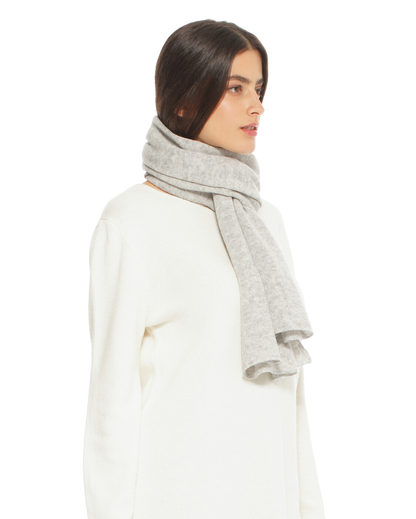 Monticelli Pure Cashmere Plain Knit Scarf Made In Italy Light Grey 3