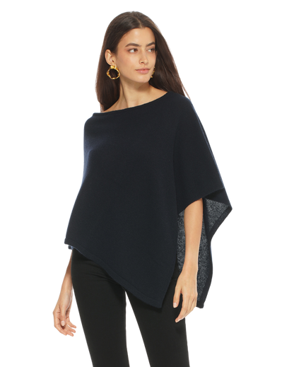 Monticelli Pure Cashmere Capelet Poncho Night Blue 1