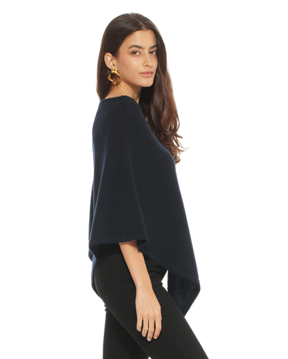 Monticelli Pure Cashmere Capelet Poncho Night Blue 2