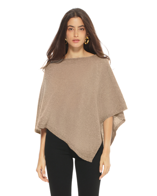 Monticelli Pure Cashmere Capelet Poncho Night Taupe 1