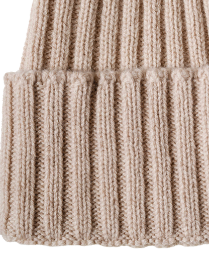 Monticelli Pure Cashmere Ribbed Hat Beige 6