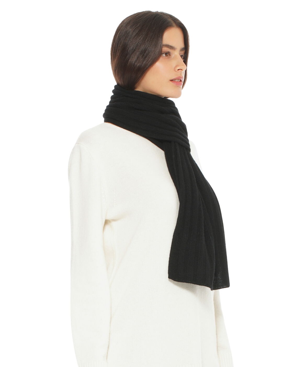 Monticelli Pure Cashmere Ribbed Scarf Black 2