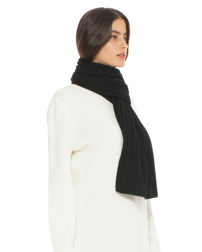 Monticelli Pure Cashmere Ribbed Scarf Black 2