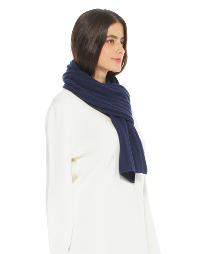 Monticelli Pure Cashmere Ribbed Scarf Blue 2