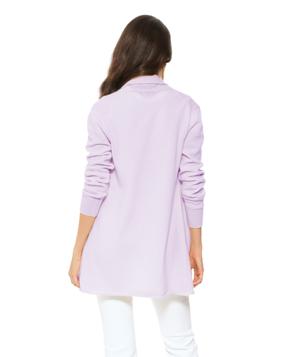 Women's Pure Cashmere Long Open Front Cardigan Lilac