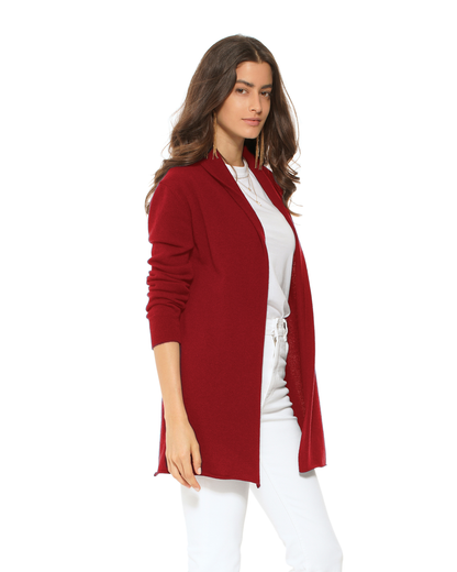 Women's Pure Cashmere Long Open Front Cardigan Chianti