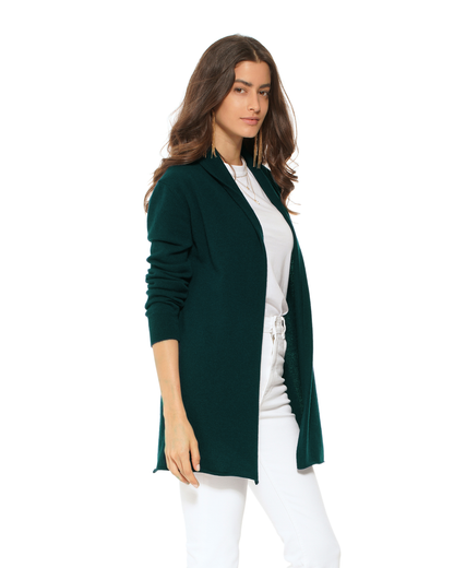 Women's Pure Cashmere Long Open Front Cardigan Forest Green