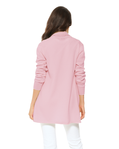 Women's Pure Cashmere Long Open Front Cardigan Baby Pink