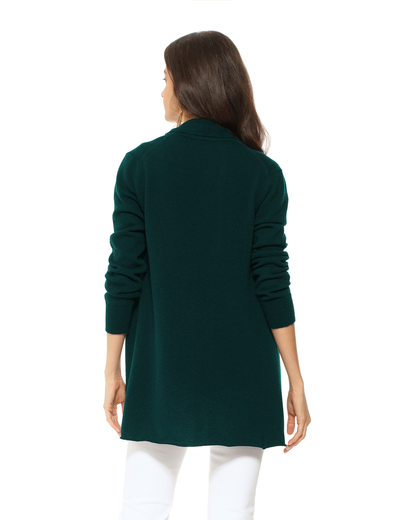 Women's Pure Cashmere Long Open Front Cardigan Forest Green