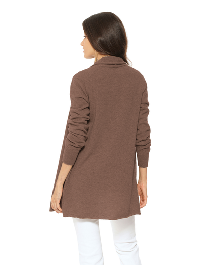 Women's Pure Cashmere Long Open Front Cardigan Brown