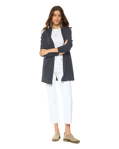 Women's Pure Cashmere Long Open Front Cardigan Charcoal