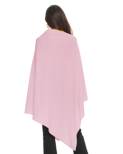 Women's Pure Cashmere Long Poncho Baby Pink