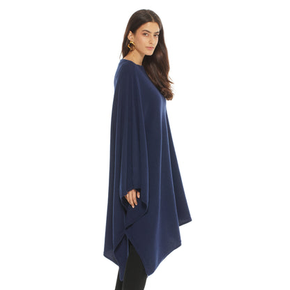 Women's Pure Cashmere Long Poncho Blue