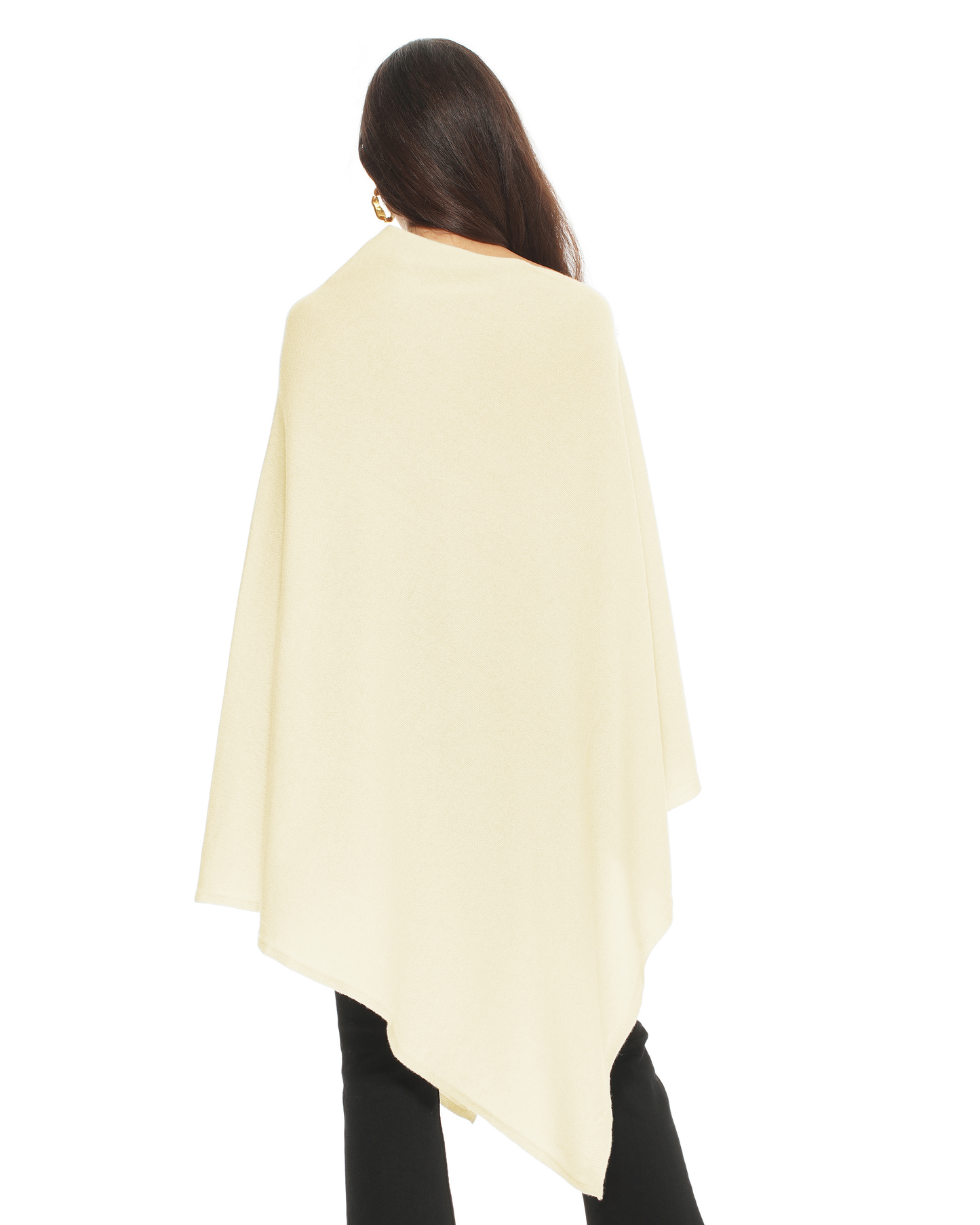 Women's Pure Cashmere Long Poncho Butter Yellow