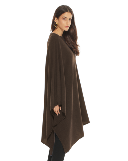 Women's Pure Cashmere Long Poncho Coffee