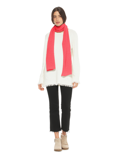 Women's Essential Pure Cashmere Maxi Wide Scarf Coral Red