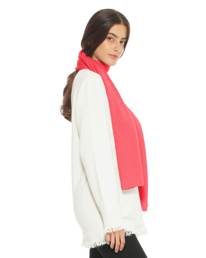 Women's Essential Pure Cashmere Maxi Wide Scarf Coral Red