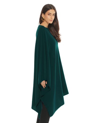 Women's Pure Cashmere Long Poncho Forest Green