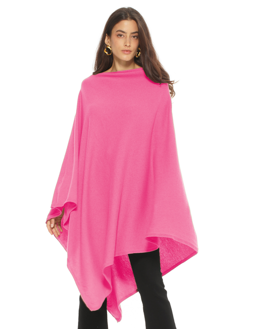 Women's Pure Cashmere Long Poncho Fuchsia