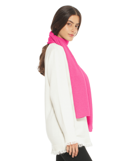 Women's Essential Pure Cashmere Maxi Wide Scarf Fuchsia