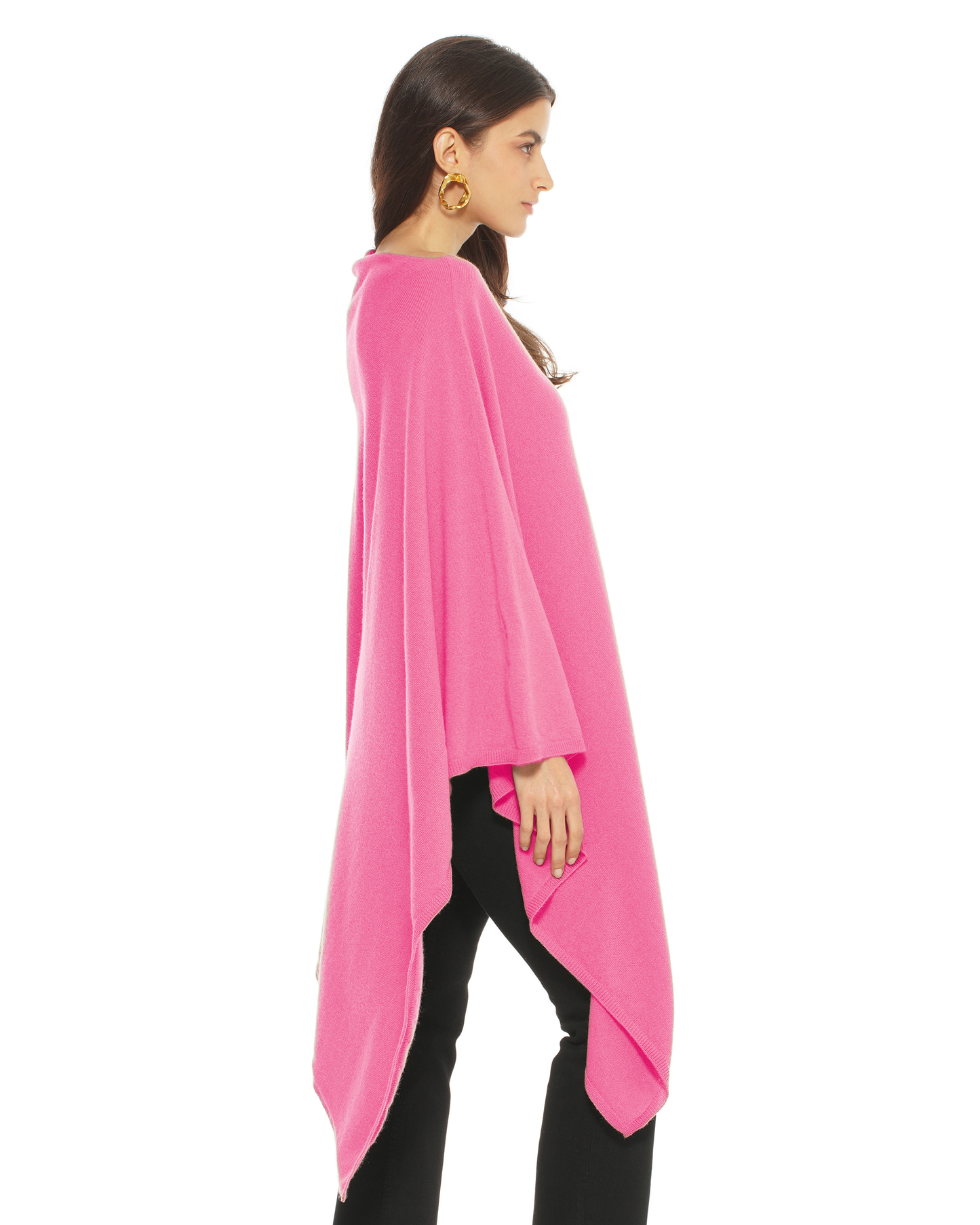 Women's Pure Cashmere Long Poncho Fuchsia