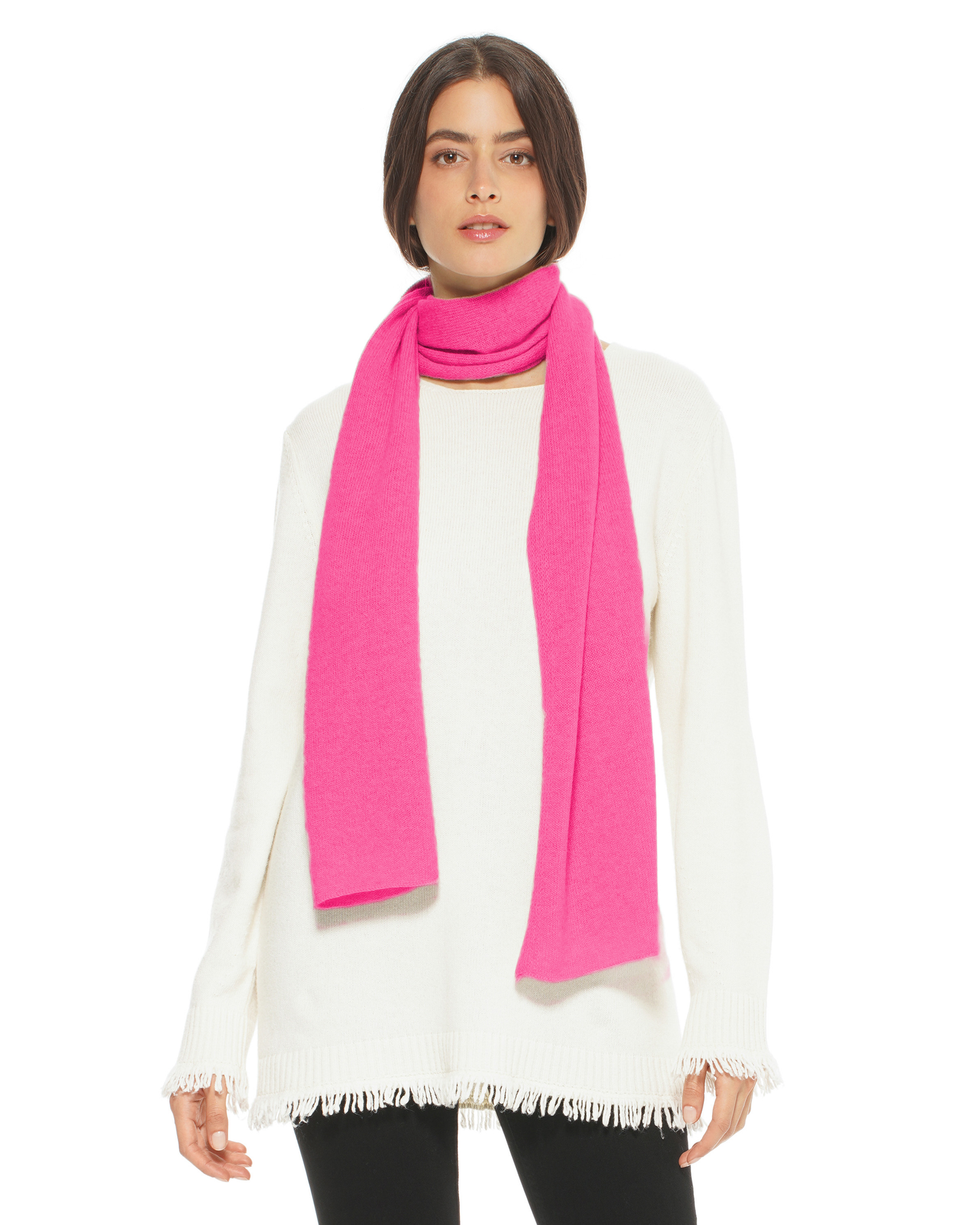 Women's Essential Pure Cashmere Maxi Wide Scarf Fuchsia