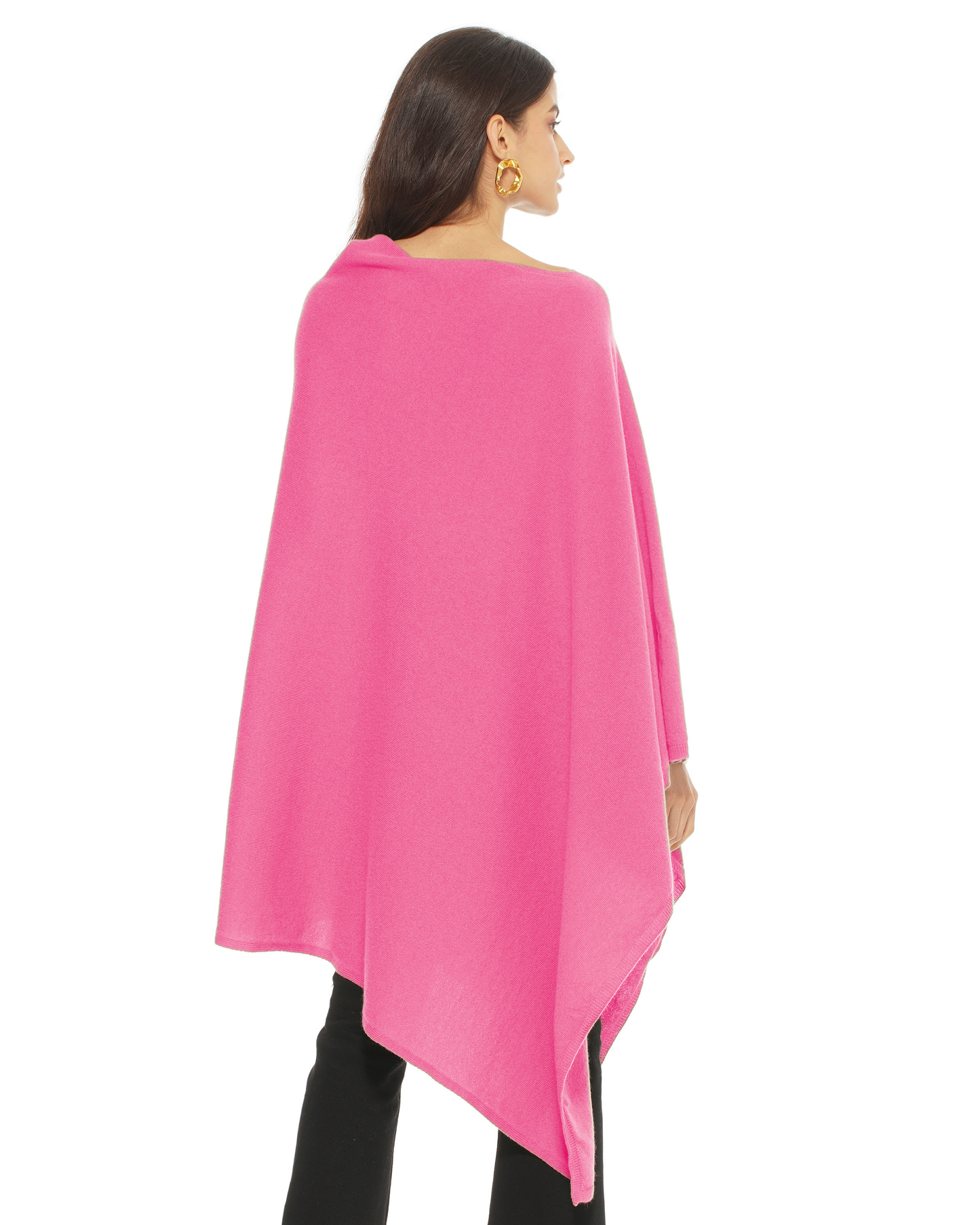 Women's Pure Cashmere Long Poncho Fuchsia