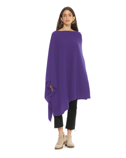 Women's Pure Cashmere Long Poncho Iris Purple